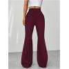 imageMakeMeChic Womens Leopard Pants Cheetah Print Pants Leggings Y2k High Waisted Bell BottomBurgundy Solid