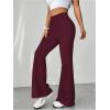 imageMakeMeChic Womens Leopard Pants Cheetah Print Pants Leggings Y2k High Waisted Bell BottomBurgundy Solid