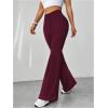 imageMakeMeChic Womens Leopard Pants Cheetah Print Pants Leggings Y2k High Waisted Bell BottomBurgundy Solid