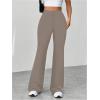 imageMakeMeChic Womens Leopard Pants Cheetah Print Pants Leggings Y2k High Waisted Bell BottomKhaki Solid