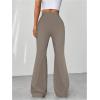imageMakeMeChic Womens Leopard Pants Cheetah Print Pants Leggings Y2k High Waisted Bell BottomKhaki Solid