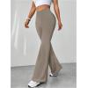 imageMakeMeChic Womens Leopard Pants Cheetah Print Pants Leggings Y2k High Waisted Bell BottomKhaki Solid