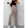 imageMakeMeChic Womens Leopard Pants Cheetah Print Pants Leggings Y2k High Waisted Bell BottomMulticolor