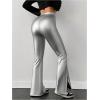 imageMakeMeChic Womens Leopard Pants Cheetah Print Pants Leggings Y2k High Waisted Bell BottomSilver
