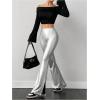 imageMakeMeChic Womens Leopard Pants Cheetah Print Pants Leggings Y2k High Waisted Bell BottomSilver