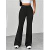imageMakeMeChic Womens Leopard Pants Cheetah Print Pants Leggings Y2k High Waisted Bell BottomSolid Black