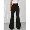 imageMakeMeChic Womens Leopard Pants Cheetah Print Pants Leggings Y2k High Waisted Bell BottomSolid Black