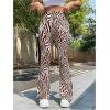 imageMakeMeChic Womens Leopard Pants Cheetah Print Pants Leggings Y2k High Waisted Bell BottomZebra Brown