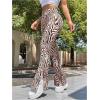 imageMakeMeChic Womens Leopard Pants Cheetah Print Pants Leggings Y2k High Waisted Bell BottomZebra Brown