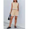 imageMakeMeChic Womens Summer Two Piece Outfits Colorblock Scallop Trim Sleeveless Tank Top and Wide Leg Shorts SetsApricot