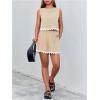 imageMakeMeChic Womens Summer Two Piece Outfits Colorblock Scallop Trim Sleeveless Tank Top and Wide Leg Shorts SetsApricot