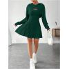 imageMakeMeChic Womens Two Piece Outfits Rib Knit Hooded Long Sleeve Crop Top and Flared Short Tank Dress SetDark Green