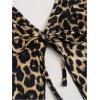 imageMakeMeChic Womens Y2K Skirt Set Leopard Print Tie Back Halter Crop Top and Ruched Mini Skirt Outfits SetMulticolor