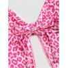 imageMakeMeChic Womens Y2K Skirt Set Leopard Print Tie Back Halter Crop Top and Ruched Mini Skirt Outfits SetPink Leopard
