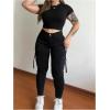 imageMakeMeChic Womens Zipper Fly Cargo Jeans Skinny Y2K Denim Pants Teousers with PocketsBlack