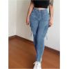 imageMakeMeChic Womens Zipper Fly Cargo Jeans Skinny Y2K Denim Pants Teousers with PocketsLight Wash