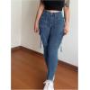imageMakeMeChic Womens Zipper Fly Cargo Jeans Skinny Y2K Denim Pants Teousers with PocketsMedium Wash