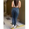 imageMakeMeChic Womens Zipper Fly Cargo Jeans Skinny Y2K Denim Pants Teousers with PocketsMedium Wash