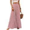 imageMakeMeChic Womens Floral High Waisted Ruffle Wide Leg Pants Boho Summer Beach Palazzo PantsMulticolor