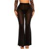 imageMakeMeChic Womens Glitter Mesh Sheer Elastic Waist Flare Leg Pants Party Bell BottomsBlack