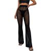 imageMakeMeChic Womens Glitter Mesh Sheer Elastic Waist Flare Leg Pants Party Bell BottomsBlack a