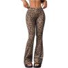 imageMakeMeChic Womens Leopard Pants Cheetah Print Pants Leggings Y2k High Waisted Bell BottomBrown D
