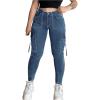 imageMakeMeChic Womens Zipper Fly Cargo Jeans Skinny Y2K Denim Pants Teousers with PocketsMedium Wash