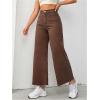 imageMakeMeChic Womens Denim Raw Wide Leg Trousers Straight Loose Baggy Y2K Jeans with PocketCoffee Brown
