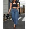 imageMakeMeChic Womens Denim Raw Wide Leg Trousers Straight Loose Baggy Y2K Jeans with PocketDark Wash