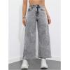 imageMakeMeChic Womens Denim Raw Wide Leg Trousers Straight Loose Baggy Y2K Jeans with PocketGrey