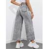 imageMakeMeChic Womens Denim Raw Wide Leg Trousers Straight Loose Baggy Y2K Jeans with PocketGrey