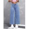 imageMakeMeChic Womens Denim Raw Wide Leg Trousers Straight Loose Baggy Y2K Jeans with PocketMedium Wash