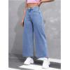 imageMakeMeChic Womens Denim Raw Wide Leg Trousers Straight Loose Baggy Y2K Jeans with PocketMedium Wash