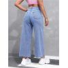 imageMakeMeChic Womens Denim Raw Wide Leg Trousers Straight Loose Baggy Y2K Jeans with PocketMedium Wash