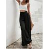 imageMakeMeChic Womens Floral Wide Leg Trousers Elastic High Waist Frill Trim Loose Long Palazzo PantsBlack a