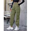 imageMakeMeChic Womens High Waist Cargo Pants Casual Button Hiking Jogger Pants TrousersArmy Green