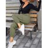 imageMakeMeChic Womens High Waist Cargo Pants Casual Button Hiking Jogger Pants TrousersArmy Green