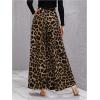 imageMakeMeChic Womens Leopard Print Wide Leg Palazzo Pants Straight Loose Long TrousersMulticolor