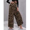 imageMakeMeChic Womens Leopard Print Wide Leg Palazzo Pants Straight Loose Long TrousersMulticolor