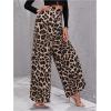 imageMakeMeChic Womens Leopard Print Wide Leg Palazzo Pants Straight Loose Long TrousersMulticolor B