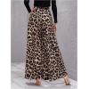 imageMakeMeChic Womens Leopard Print Wide Leg Palazzo Pants Straight Loose Long TrousersMulticolor B