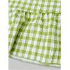 imageMakeMeChic Womens Y2K Gingham Wide Leg Pants Elastic Waist Ruffle Hem Loose Trousers LoungewearGreen
