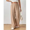 imageMakeMeChic Womens Y2K Gingham Wide Leg Pants Elastic Waist Ruffle Hem Loose Trousers LoungewearKhaki