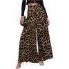 imageMakeMeChic Womens Leopard Print Wide Leg Palazzo Pants Straight Loose Long TrousersMulticolor
