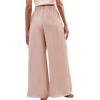 imageMakeMeChic Womens Casual Tummy Control Summer Wide Leg Pants Elastic High Waist Pleated Beach PantsKhaki
