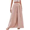 imageMakeMeChic Womens Casual Tummy Control Summer Wide Leg Pants Elastic High Waist Pleated Beach PantsKhaki