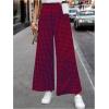 imageMakeMeChic Womens Gingham Palazzo Long Pants Elastic Waist Wide Leg Frill Trim Straight Loose TrousersRed and Blue