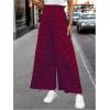 imageMakeMeChic Womens Gingham Palazzo Long Pants Elastic Waist Wide Leg Frill Trim Straight Loose TrousersRed and Blue