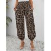 imageMakeMeChic Womens Leopard Print Shirred Elastic Waist Tapered Trousers Jogger PantsBlack