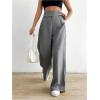 imageMakeMeChic Womens Pleated Wide Leg Pants Asymmetrical Waist Tummy Control TrousersGrey
